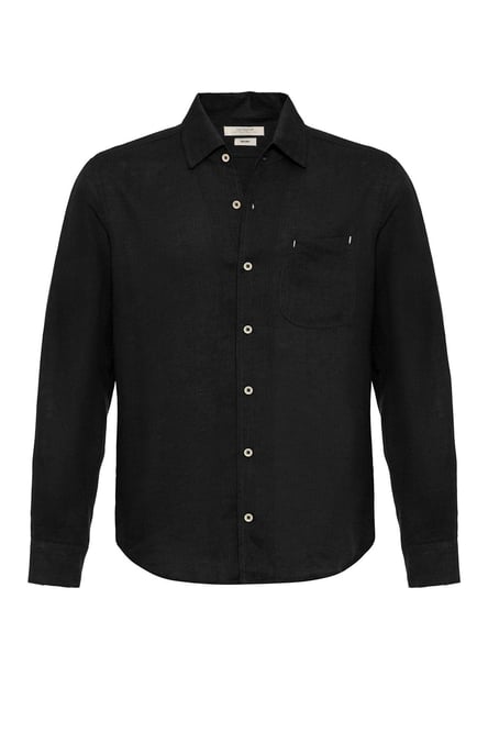 Antioch Black 100% Linen Long Sleeve Men's Shirt