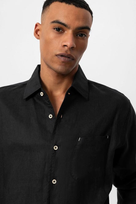 Antioch Black 100% Linen Long Sleeve Men's Shirt