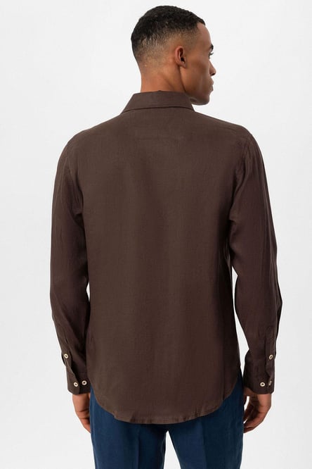 Antioch Brown 100% Linen Long Sleeve Men's Shirt