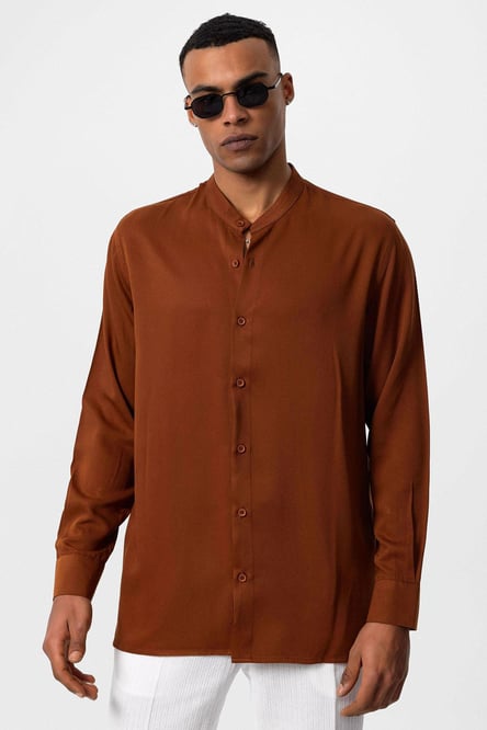 Antioch Light Brown Collar Regular Fit Men's Shirt