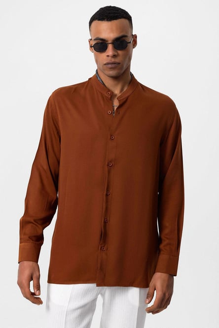 Antioch Light Brown Collar Regular Fit Men's Shirt