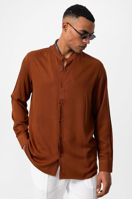 Antioch Light Brown Collar Regular Fit Men's Shirt