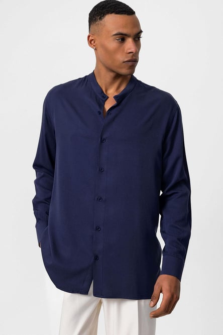 Antioch Light Navy Blue Collar Regular Fit Men's Shirt