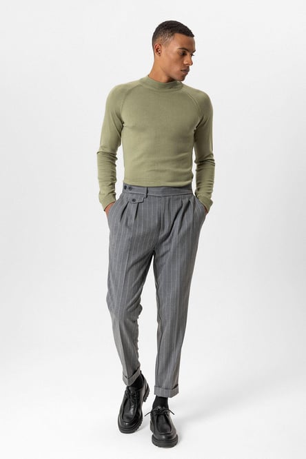 Light Khaki Half Turtleneck Men's Knitwear