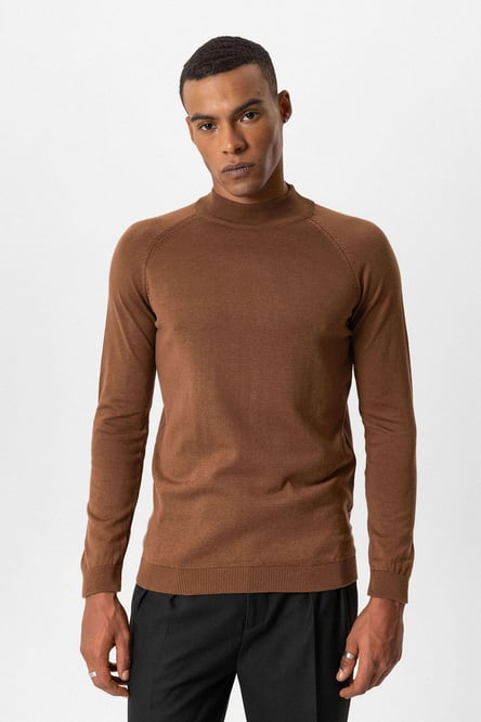 Brown Half-Neck Men's Knitwear