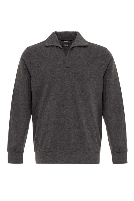 Antioch Anthracite Open Neck Regular Fit Long Sleeve Sweater