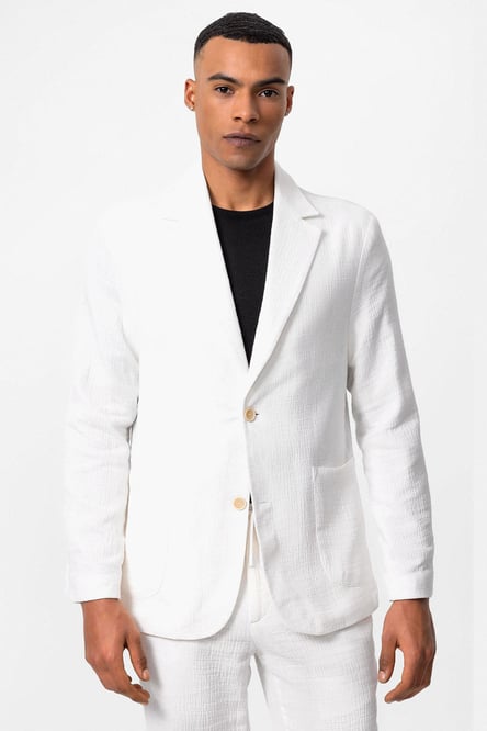 White Unlined Men's Blazer Jacket with Bag Pockets