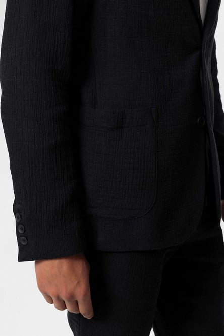 Black Unlined Men's Blazer Jacket with Bag Pockets