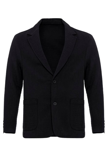 Black Unlined Men's Blazer Jacket with Bag Pockets