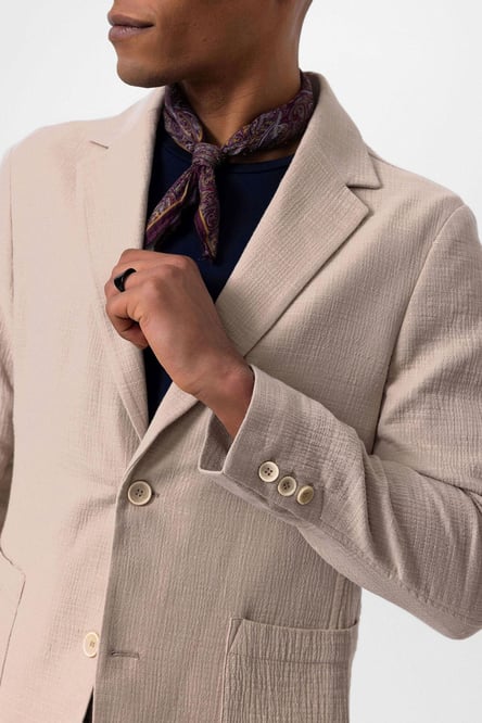 Beige Unlined Men's Blazer Jacket with Bag Pockets