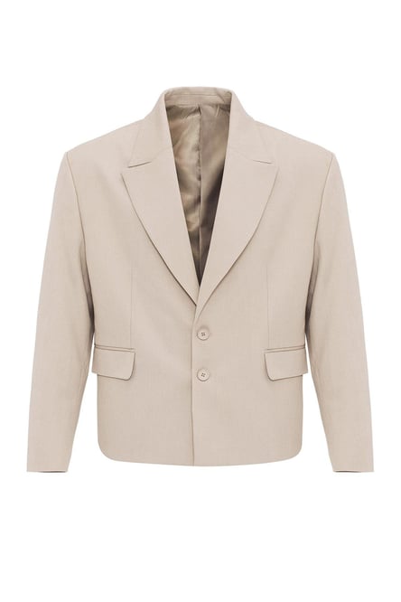 Beige Crop Fit Men's Blazer Jacket