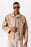 Beige Crop Fit Faux Leather Men's Coat