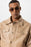 Beige Crop Fit Faux Leather Men's Coat