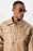 Beige Crop Fit Faux Leather Men's Coat