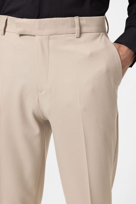 Beige Classic High Waist Men's Trousers