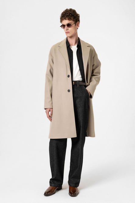 Beige Oversize Men's Coat