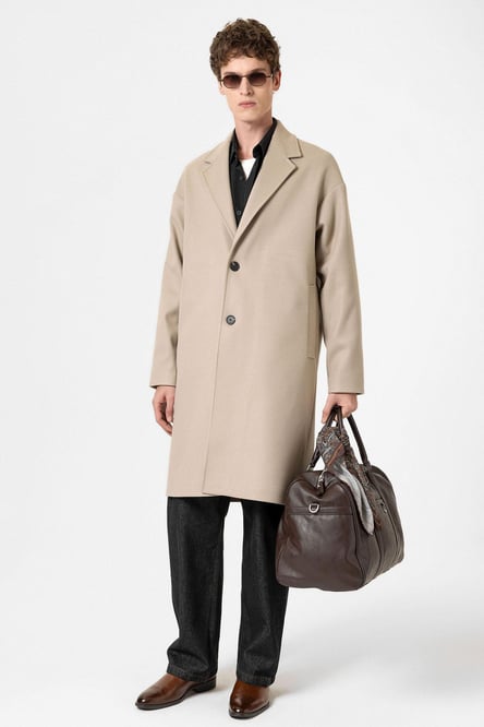 Beige Oversize Men's Coat