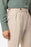 Beige High Waist 100% Linen Pleated Men's Trousers