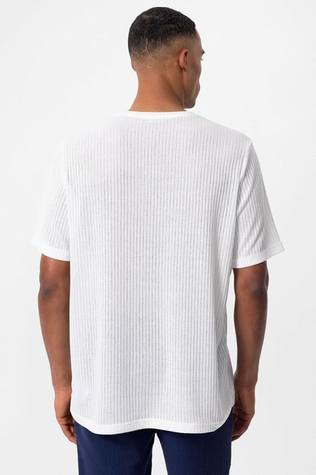 Antioch White Crew Neck Ribbed Men's T-Shirt