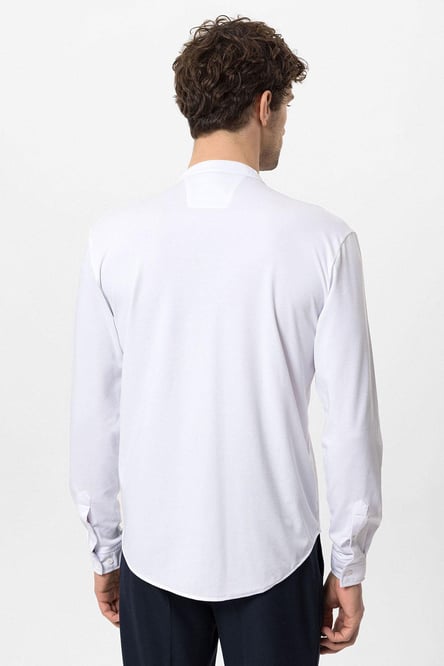 Antioch White Men's Collar Hidden Button Long Sleeve Slim Fit Shirt