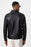 Black Men's Slim Fit Button-Closed Leather Coat