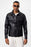 Black Men's Slim Fit Button-Closed Leather Coat