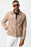 Light Beige Men's Slim Fit Button-Closed Leather Coat