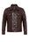 Brown Men's Slim Fit Button-Closed Leather Coat