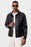 Black Men's Slim Fit Button-Closed Leather Coat