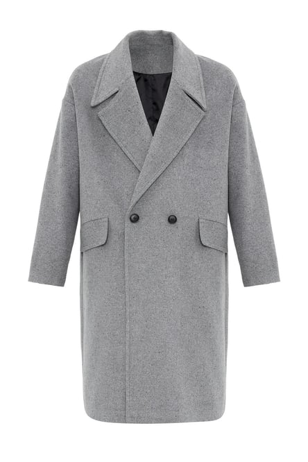 Gray Wool Blend Double Breasted Men's Coat