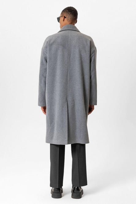 Gray Wool Blend Double Breasted Men's Coat