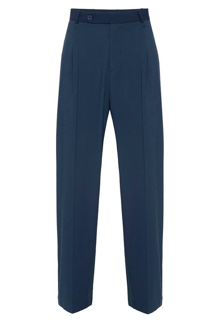 Indigo Baggy High Waist Men's Fabric Trousers