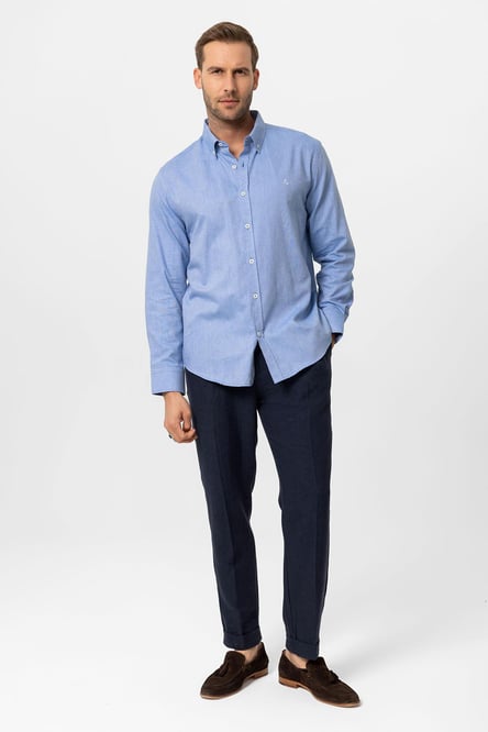 Antioch Indigo Collar Buttoned Slim Fit Men's Shirt