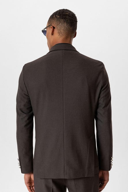 Brown Unlined Double Breasted Men's Blazer Jacket