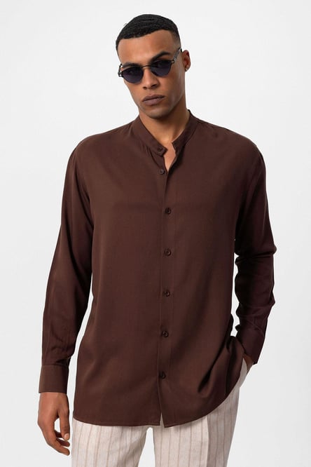 Antioch Brown Collar Regular Fit Men's Shirt