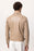 Beige Sleeve Zippered Faux Leather Men's Jacket