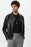 Black Sleeve Zippered Faux Leather Men's Jacket