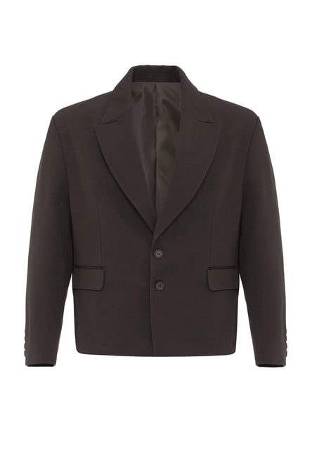 Dark Brown Crop Fit Men's Blazer Jacket