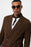 Brown Double Breasted Closure Unlined Men's Blazer Jacket