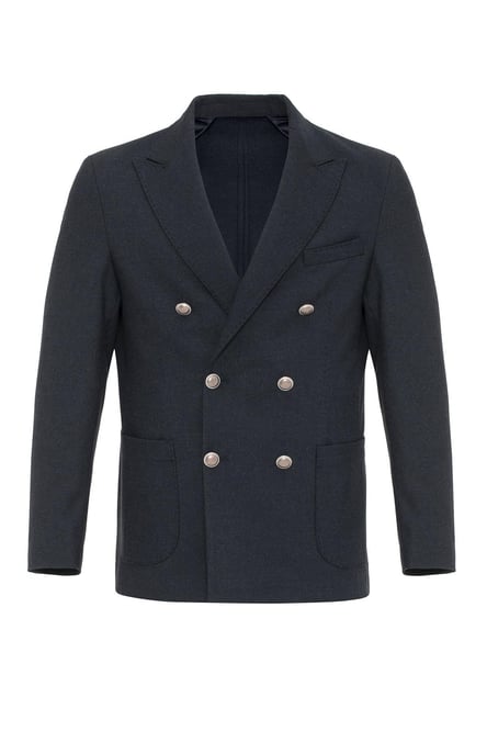 Navy Blue Unlined Double Breasted Men's Blazer Jacket