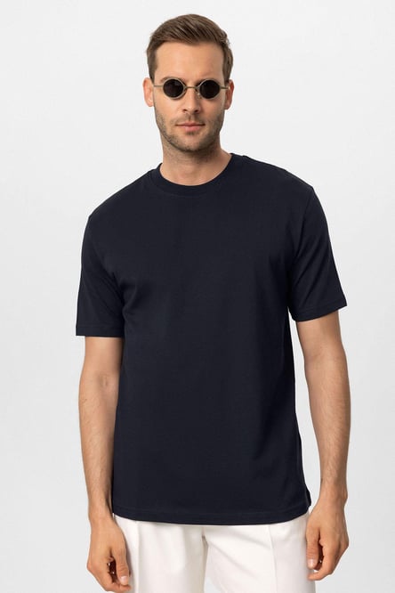 Antioch Lacivert Bisiklet Yaka Basic T-Shirt