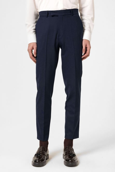 Navy Blue Classic High Waist Men's Trousers