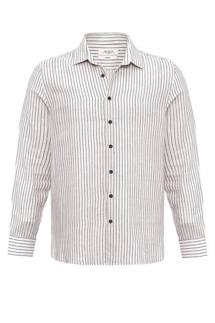 Antioch Black Cotton Striped Men's Shirt