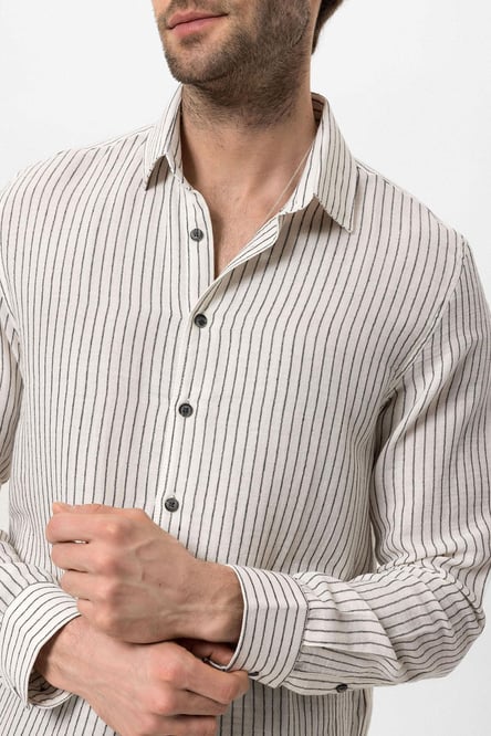 Antioch Black Cotton Striped Men's Shirt