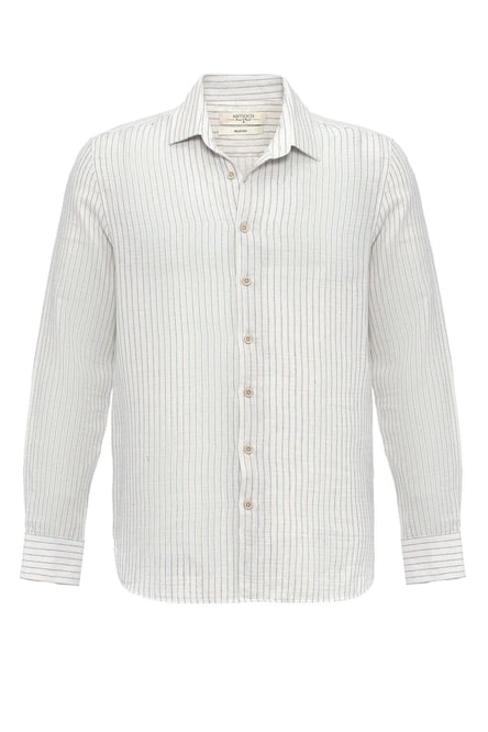 Antioch Baby Blue Cotton Striped Men's Shirt