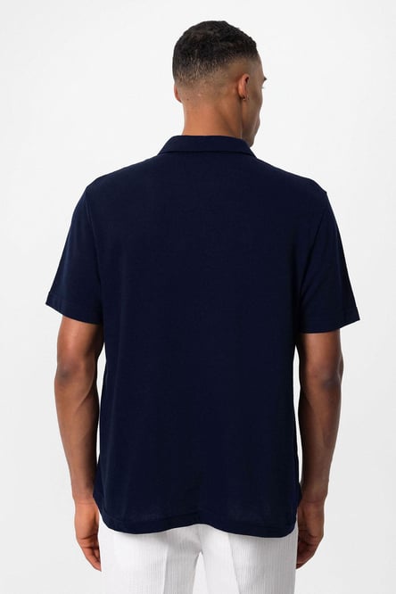 Antioch Navy Blue Polo Neck Zippered Men's T-Shirt