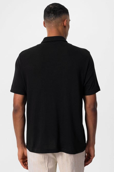 Antioch Black Polo Neck Zippered Men's T-Shirt