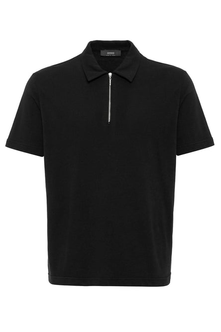 Antioch Black Polo Neck Zippered Men's T-Shirt