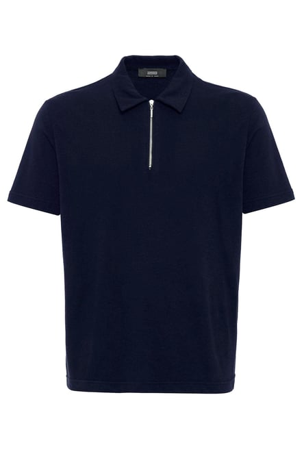 Antioch Navy Blue Polo Neck Zippered Men's T-Shirt