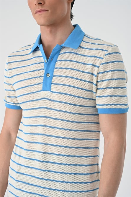 Antioch Saks Polo Neck Slim Fit Striped Men's T-Shirt